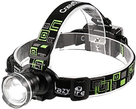 Crazyfire zoomable IPX4 hiking headlamp in black