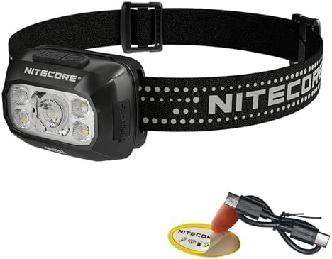 Rechargeable led headlamp white red beams