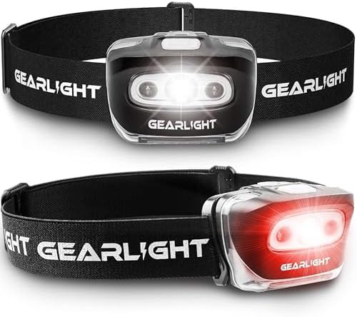 Battery powered red light headlamp two pack