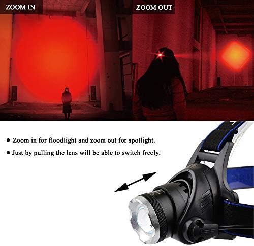 Zoomable red hunting led headlamp for men — photo 4