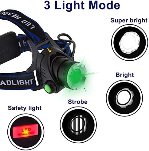 Green light hunting LED headlamp with high lumens — photo 5