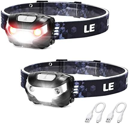 Two pack rechargeable IPX4 camping headlamps