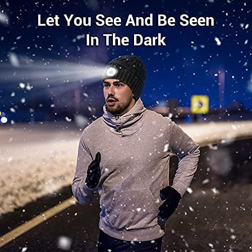 Soft warm beanie hat with integrated headlamp — photo 3