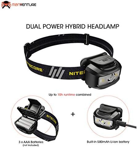 Black waterproof hybrid dual power headlamp — photo 3