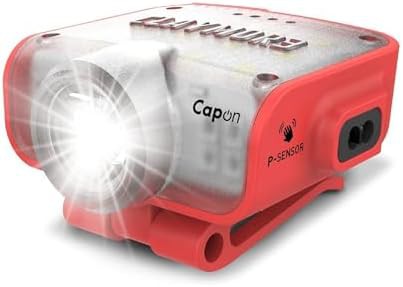 Red clip on cap headlamp with sensor