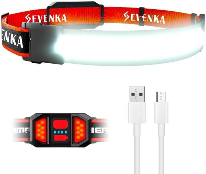 Adjustable headband light with red tail light