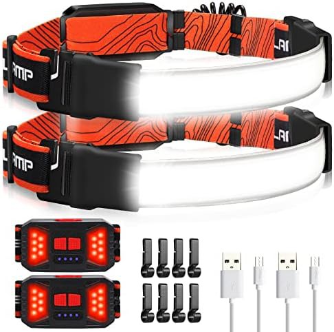 Wide beam rechargeable headlamp 2 pack