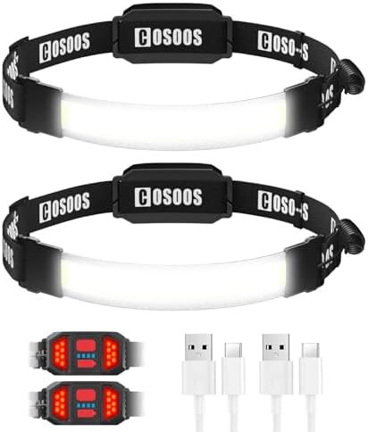 Lightweight Wide Beam Hiking Headlamp 2 Pack