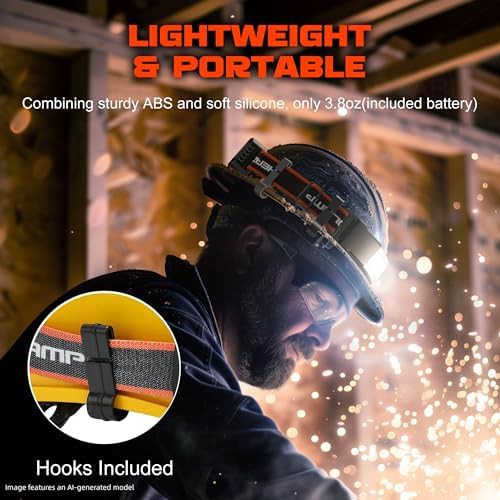 Wide beam hard hat work light 2 pack — photo 5