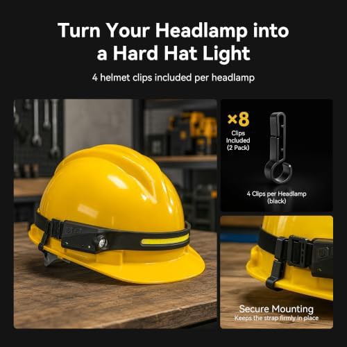 Wide beam rechargeable camping headlamp two pack — photo 3