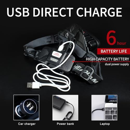 COB floodlight rechargeable 2000 lumen headlamp — photo 5