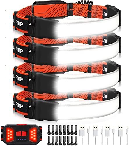 Wide beam rechargeable headlamp 4 pack