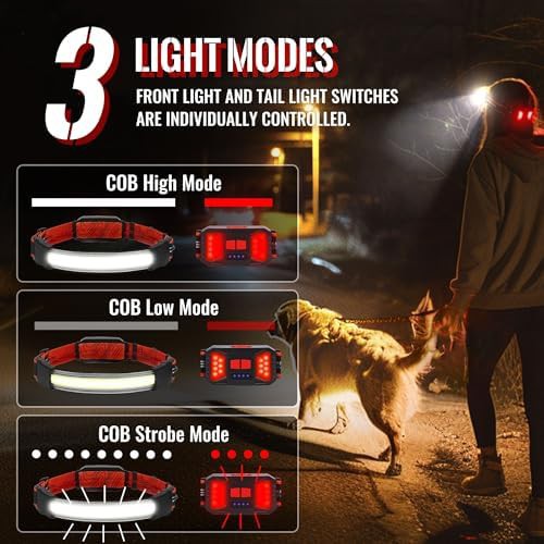 Wide beam rechargeable headlamp 4 pack — photo 3