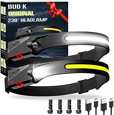 Wide beam motion sensor headlamp two pack