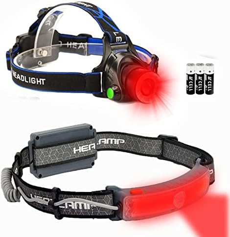 Bundle lightweight red led headlamp and headband