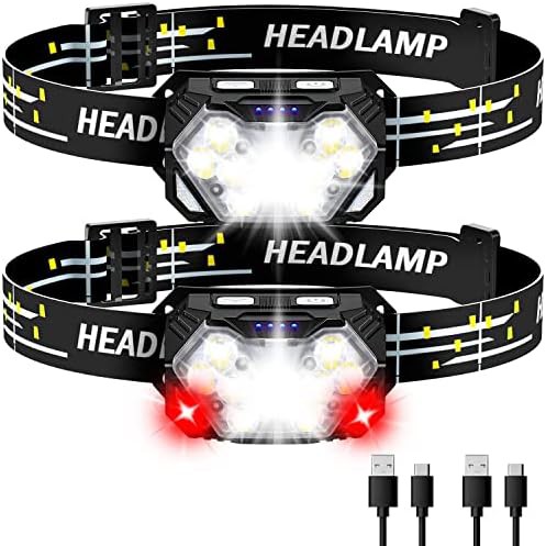 Rechargeable motion sensor headlamp with red light