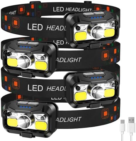 Rechargeable waterproof motion sensor headlamp 4 pack
