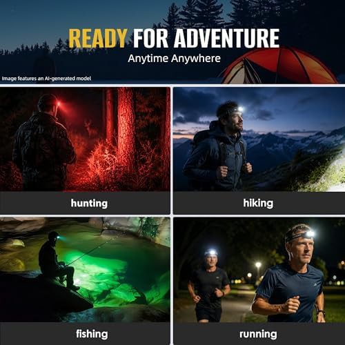 Rechargeable Hunting Headlamp with Green Light Two Pack — photo 3