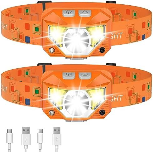 Rechargeable motion sensor headlamp in orange