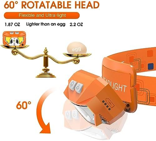 Rechargeable motion sensor headlamp in orange — photo 5