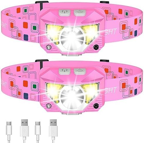 Rechargeable motion sensor headlamp in pink