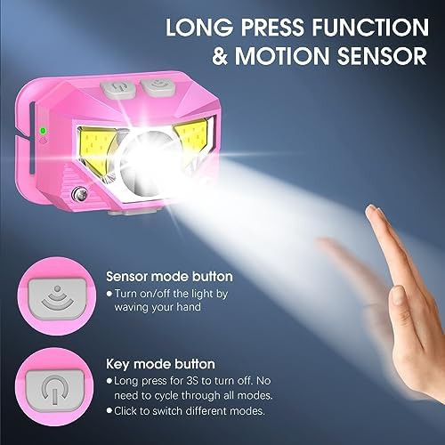 Rechargeable motion sensor headlamp in pink — photo 3
