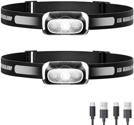 Lightweight red light USB headlamps pack