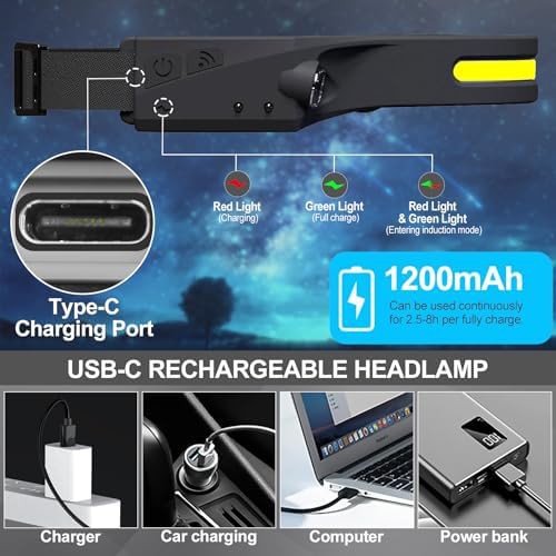 Rechargeable COB wide beam headlamp four pack — photo 4