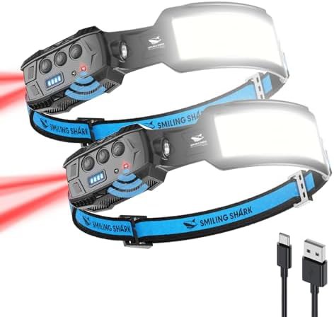 Seven Light Rechargeable Headlamp with Red Taillight Pair