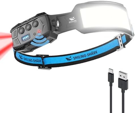 Rechargeable Seven Light Headlamp with Red Safety Taillight