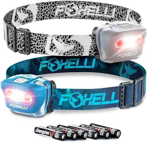 Spotted and forest green waterproof headlamp pack