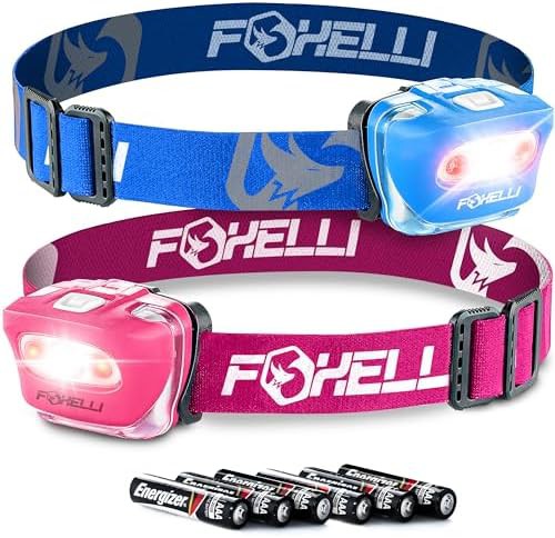 Blue and pink waterproof LED headlamp pack