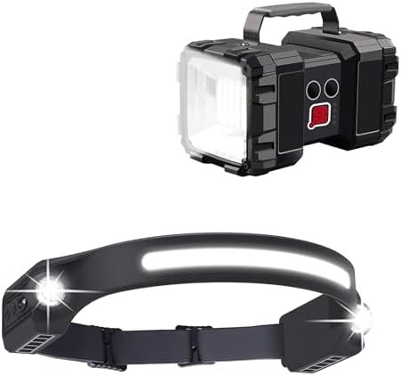 Rechargeable flashlight and headlamp 2 pack