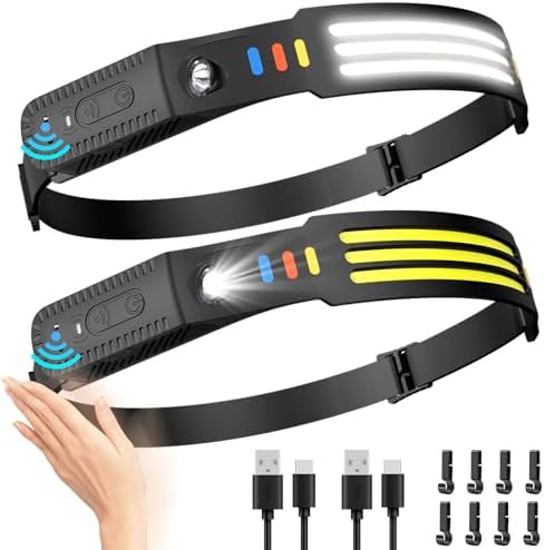 Wide beam motion sensor hiking headlamp