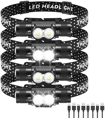 Lightweight four mode rechargeable headlamp set