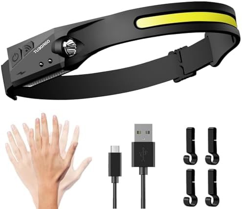 Rechargeable motion sensor headlamp with wide beam