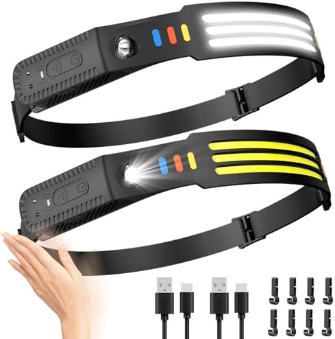 Wide beam cob motion sensor headlamp