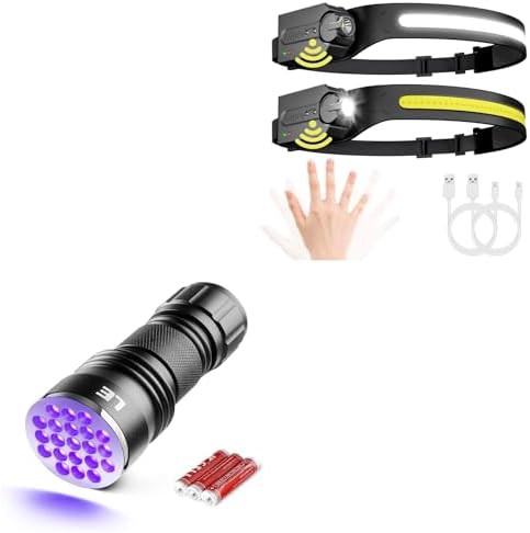 Rechargeable headlamp and 21 LED UV light set