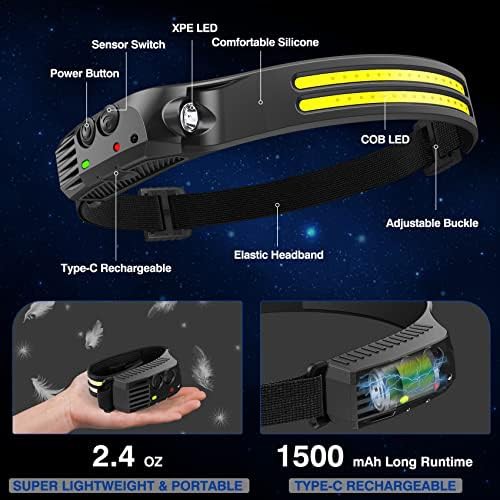 Wide Beam Rechargeable Hiking Headlamp 2 Pack — photo 3