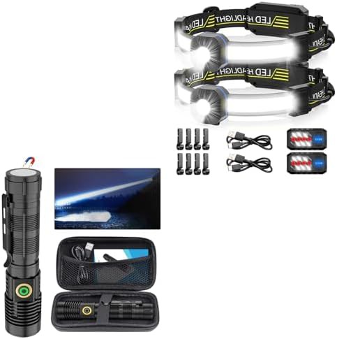 Spotlight headlamp and magnetic flashlight bundle