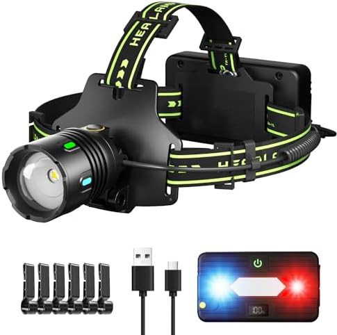 Zoomable nine mode waterproof rechargeable headlamp