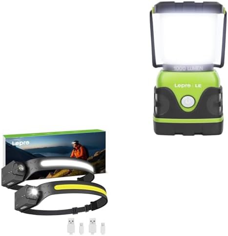 Battery powered lantern and wide beam headlamps