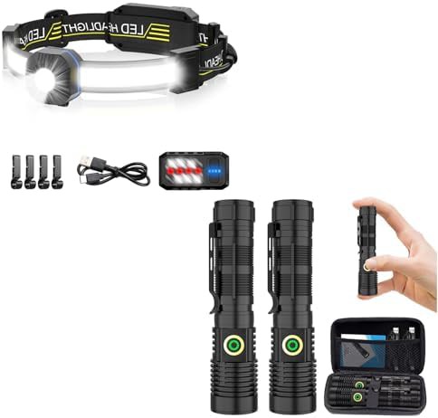 Widebeam headlamp and magnetic flashlight set