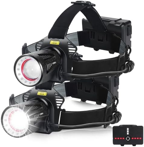 Rechargeable zoomable waterproof headlamp two pack