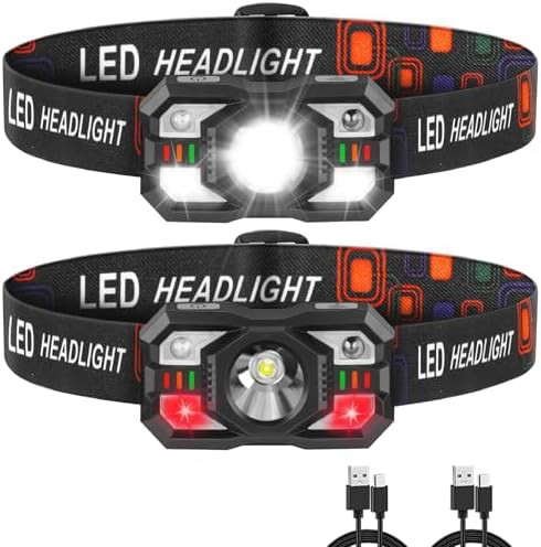 Super bright rechargeable headlamp two pack