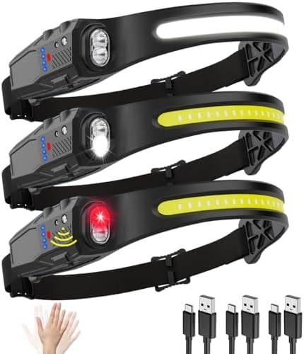 Rechargeable red light headlamp 3 pack