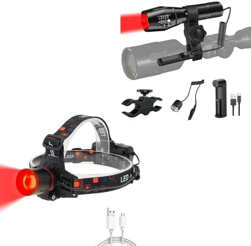 Super bright red zoomable tactical headlamp