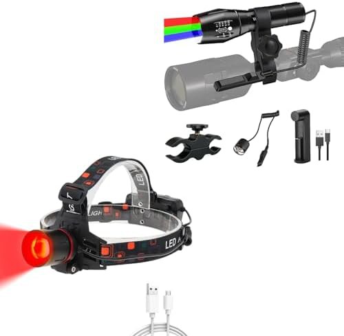 Zoomable multicolor waterproof hunting headlamp