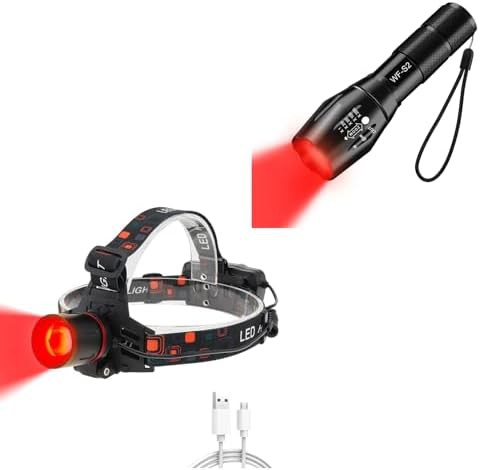 Red light hunting kit with zoomable headlamp