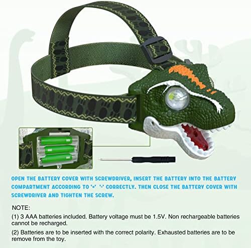 Dinosaur Kids Camping Headlamp and Flashlight Set — photo 4